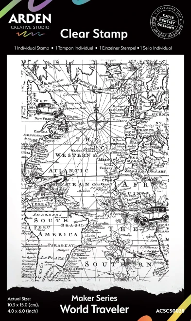 ARDEN CREATIVE STUDIO 4x6 Stamp Set: Maker Series - World Traveler Background