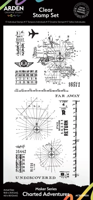 ARDEN CREATIVE STUDIO 4x8 Stamp Set: Maker Series - Charted Adventures