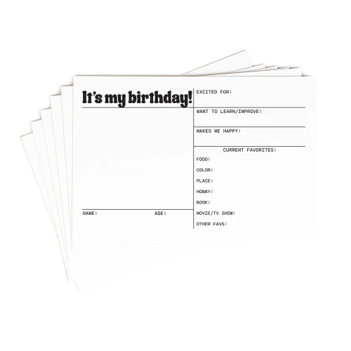 ELLE'S STUDIO 4x6 Journaling Tags: General | Birthday Interview