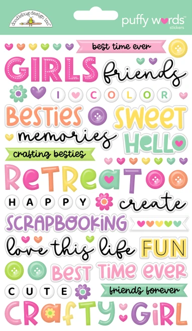 PREORDER - ships JUNE: DOODLEBUG DESIGNS Color Me Crafty Puffy Words Stickers
