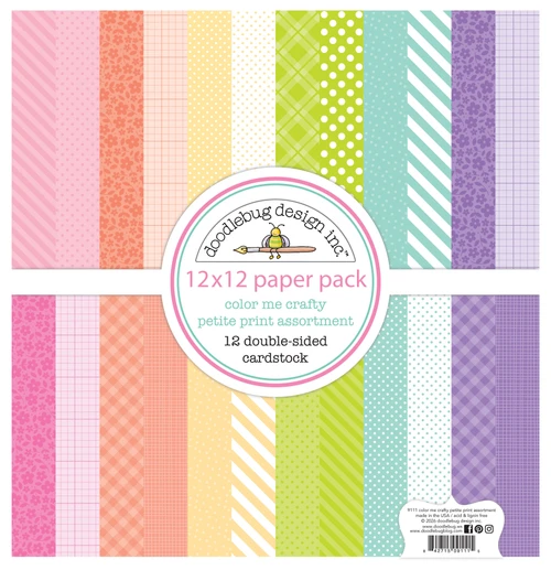 PREORDER - ships JUNE: DOODLEBUG DESIGNS Color Me Crafty 12x12 Petite Prints Paper Pack