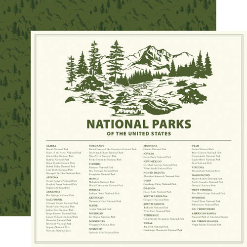 CARTA BELLA National Parks No. 2 12x12 Paper: National Parks List