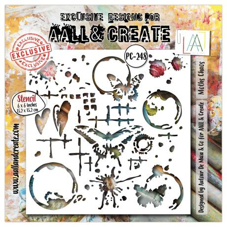 AALL AND CREATE 6x6 Stencil #248: Moths Chaos