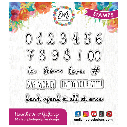 EMILY MOORE DESIGNS Stamp Set: Numbers & Gifting