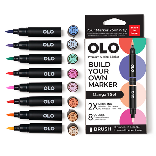 PREORDER - ships July: OLO 8 Color Brush Set - Manga 1