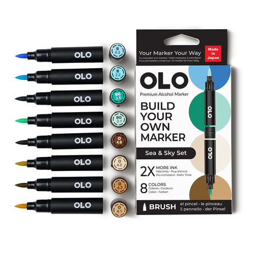 PREORDER - ships July: OLO 8 Color Brush Set - Sea & Sky