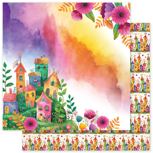 PAPER ROSE Rainbow Village 12x12 Paper: Basics F