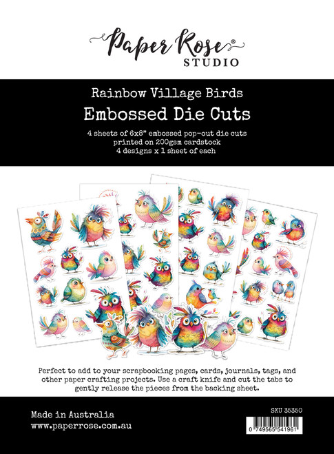 PAPER ROSE Rainbow Village Birds Embossed Die Cuts