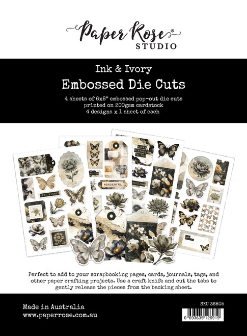 PAPER ROSE Ink & Ivory Embossed Die Cuts