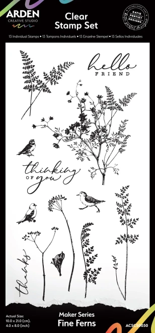 ARDEN CREATIVE STUDIO 4x8 Stamp Set: Maker Series - Fine Ferns