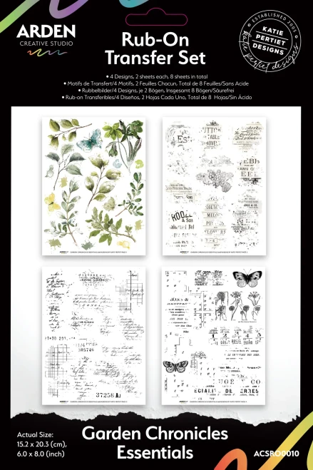 ARDEN CREATIVE STUDIO 6x8 Rub On Set: Garden Chronicles Essentials