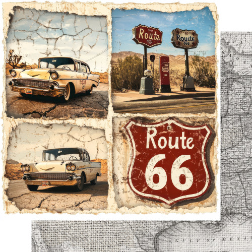PREORDER - ships July: SSC DESIGNS Road Trip Route 66 12x12 Paper: Route 66 Roadmap
