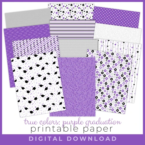 DIGITAL DOWNLOAD: PRINTABLES BY DEBBIE True Colors Graduation Papers - Purple