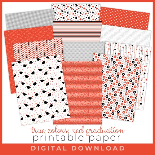 DIGITAL DOWNLOAD: PRINTABLES BY DEBBIE True Colors Graduation Papers - Red