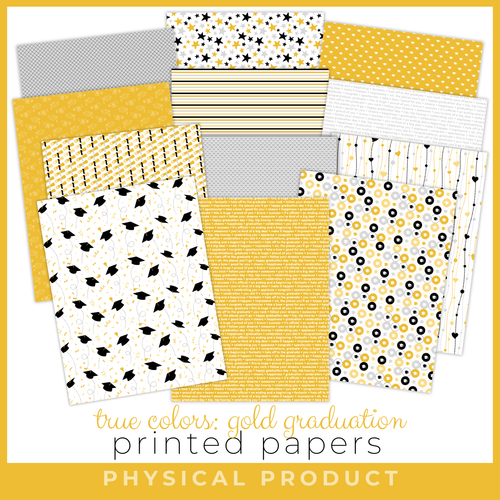 SCRAPBOOK GENERATION Printed Printables True Colors Graduation Papers - Gold