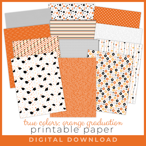 SCRAPBOOK GENERATION Printed Printables True Colors Graduation Papers - Orange