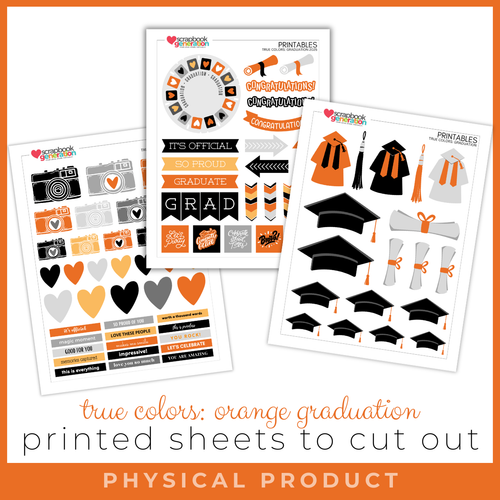 SCRAPBOOK GENERATION Printed Printables True Colors Graduation Cut Outs - Orange (no date)