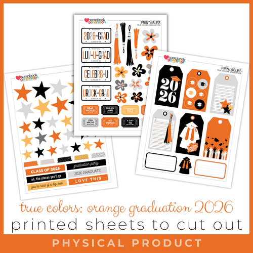 SCRAPBOOK GENERATION Printed Printables True Colors Graduation Cut Outs - Orange (2026)