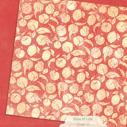 GRAPHIC 45 Slice of Life 12x12 Paper: Pomegranate Red