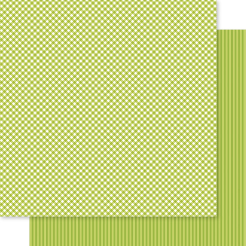 PREORDER - ships in July: BELLA BLVD Bella Besties 12x12 Gingham & Stripes Cardstock - Pickle Juice (25 sheets)