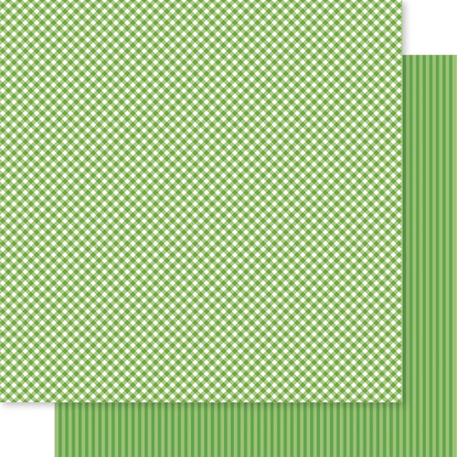 PREORDER - ships in July: BELLA BLVD Bella Besties 12x12 Gingham & Stripes Cardstock - Guacamole (25 sheets)