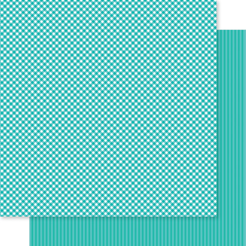 PREORDER - ships in July: BELLA BLVD Bella Besties 12x12 Gingham & Stripes Cardstock - Gulf (25 sheets)