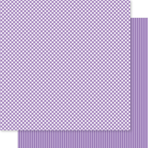 PREORDER - ships in July: BELLA BLVD Bella Besties 12x12 Gingham & Stripes Cardstock - Plum (25 sheets)