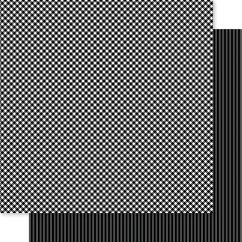 PREORDER - ships in July: BELLA BLVD Bella Besties 12x12 Gingham & Stripes Cardstock - Black (25 sheets)