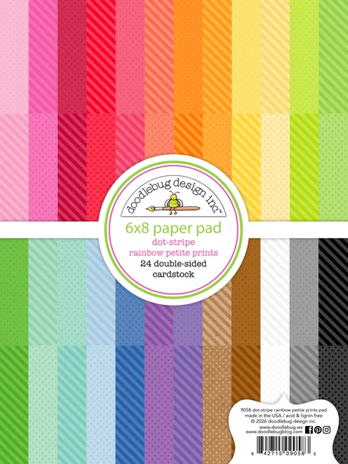 DOODLEBUG DESIGNS 6x8 Paper Pad: Rainbow Petite Prints - Dot/Stripe