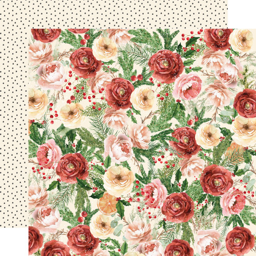 PREORDER - ships September: SIMPLE STORIES Simple Vintage Evergreen Memories 12x12 Paper: Frosted Blooms