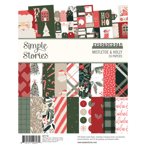 PREORDER - ships September: SIMPLE STORIES Mistletoe & Holly 6x8 Paper Pad