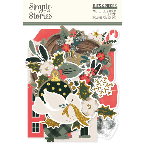 PREORDER - ships September: SIMPLE STORIES Mistletoe & Holly Bits & Pieces