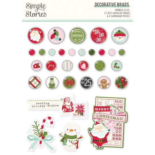 PREORDER - ships August: SIMPLE STORIES Kringle & Co. Decorative Brads