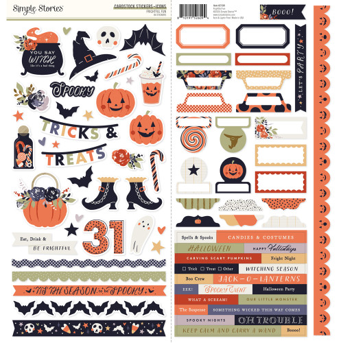 PREORDER - ships August: SIMPLE STORIES Frightful Fun Cardstock Stickers - Icons