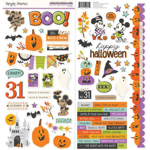 PREORDER - ships August: SIMPLE STORIES Say Cheese Classic Mouse Halloween Cardstock Stickers - Icons
