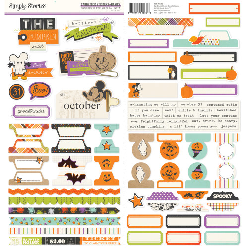 PREORDER - ships August: SIMPLE STORIES Say Cheese Classic Mouse Halloween Cardstock Stickers - Basics