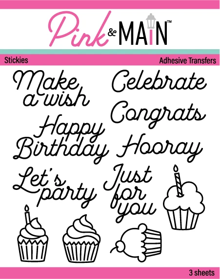 PINK & MAIN Adhesive Transfers: Birthday Sentiments Stickies