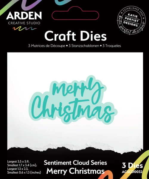 ARDEN CREATIVE STUDIO Craft Die Set: Sentiment Cloud Series - Merry Christmas