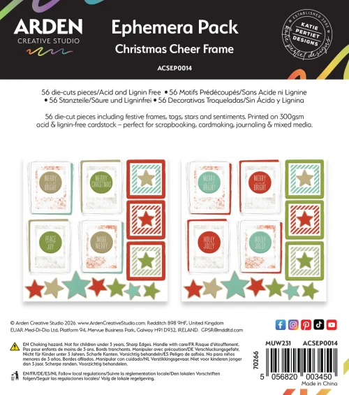 ARDEN CREATIVE STUDIO Ephemera Pack: Christmas Cheer - Frames
