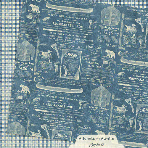 GRAPHIC 45 Adventure Awaits 12x12 Paper: Outdoor Catalogue