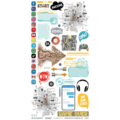 PREORDER - ships August: 49 AND MARKET 6x12 Blendable Rub-On Transfer Set: Level Up Gamer