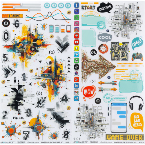 PREORDER - ships August: 49 AND MARKET 6x12 Blendable Rub-On Transfer Set: Level Up Gamer
