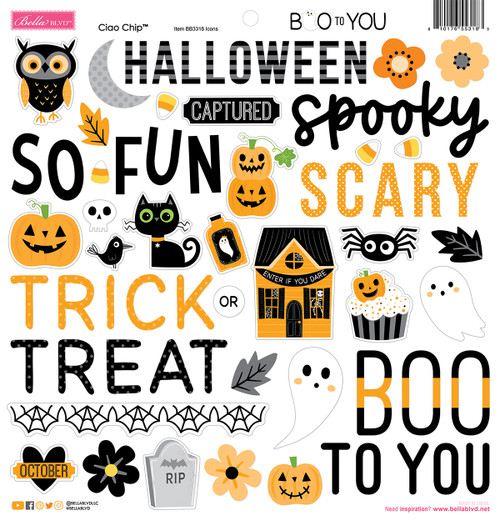 PREORDER - ships August: BELLA BLVD Boo To You Ciao Chipboard Icons