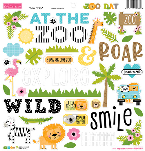 PREORDER - ships August: BELLA BLVD Zoo Day Ciao Chipboard Icons