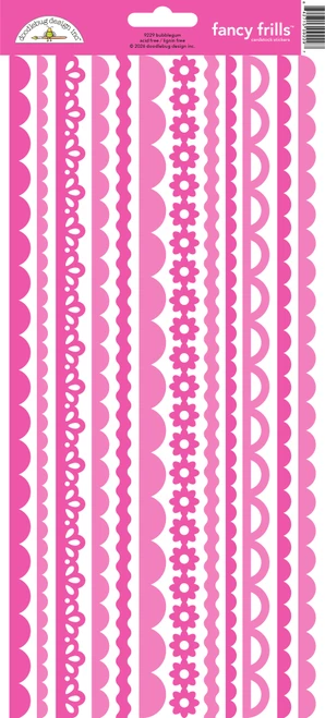 PREORDER - ships late AUGUST: DOODLEBUG DESIGNS Fancy Frills Sticker: Bubblegum