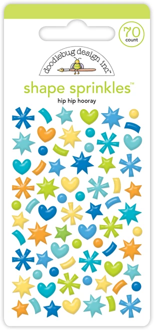 PREORDER - ships late AUGUST: DOODLEBUG DESIGNS Balloons & Banners Shape Sprinkles: Hip Hip Hooray
