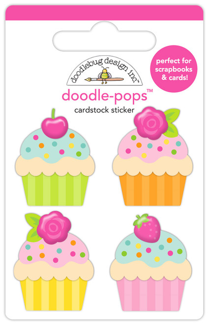 PREORDER - ships late AUGUST: DOODLEBUG DESIGNS Cupcakes & Candles Doodle-Pops Sticker: Cute Cakes