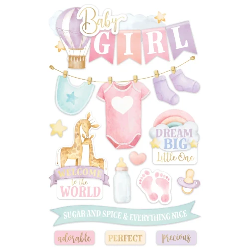 PAPER HOUSE PRODUCTIONS 3D Stickers: Baby Girl Watercolor