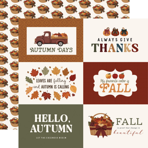CARTA BELLA Here Comes Autumn 12x12 Paper: 6x4 Journaling Cards