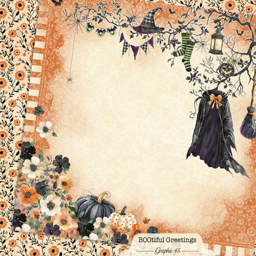 GRAPHIC 45 BOOtiful Greetings 12x12 Paper: Bewitching Layout
